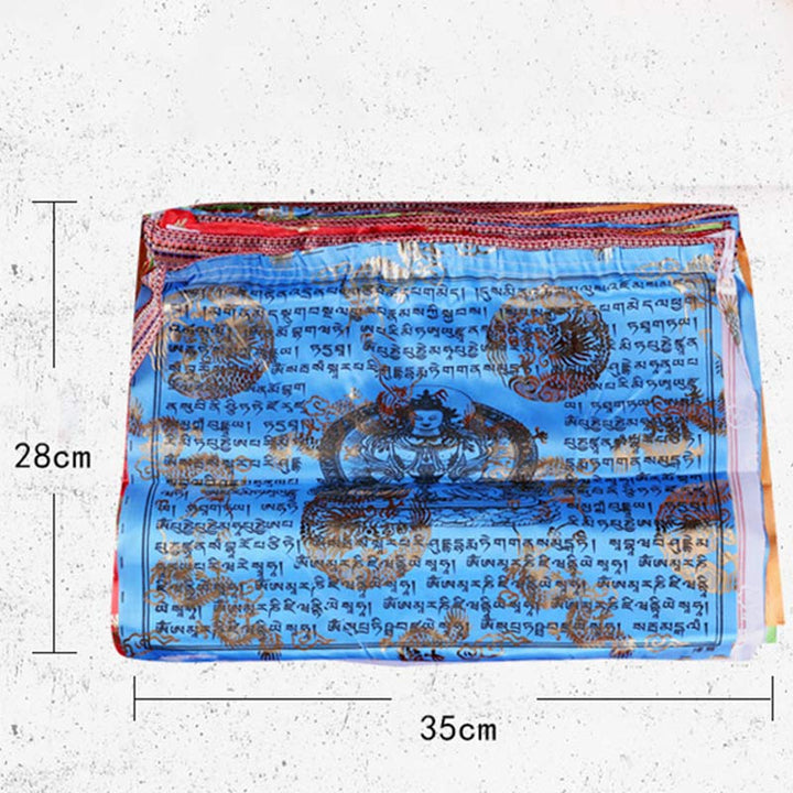 Buddha Stones Tybetańska 5-kolorowa Sutra Błogosławieństwa Długowieczności Wiatru Konia, 20 szt., dekoracja modlitewna na zewnątrz - image 14