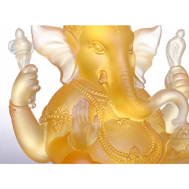 Buddha Stones ręcznie robione Ganesh Ganpati figurka słonia Liuli kryształowe dzieło sztuki ochrona statua dekoracja domu