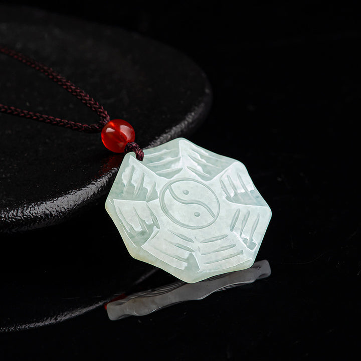 Naszyjnik z naturalnym jadeitem Bagua Yin Yang szczęścia - image 5