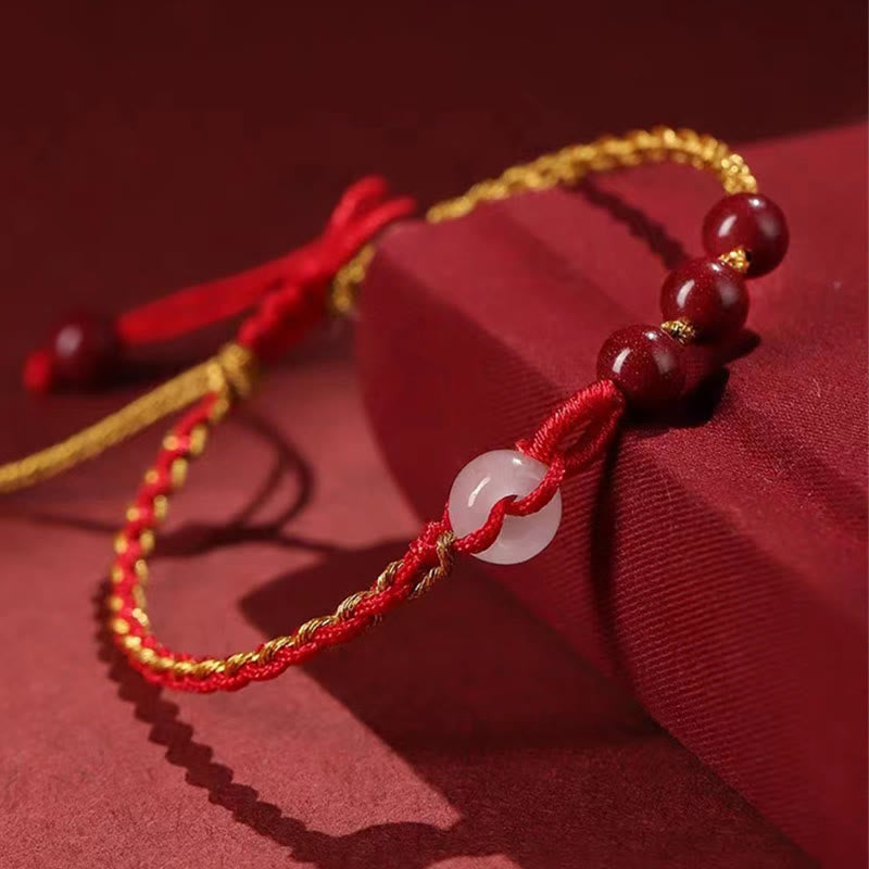 Bransoletka z zapięciem Peace Buckle z Buddha Stones Natural Cinnabar Jade