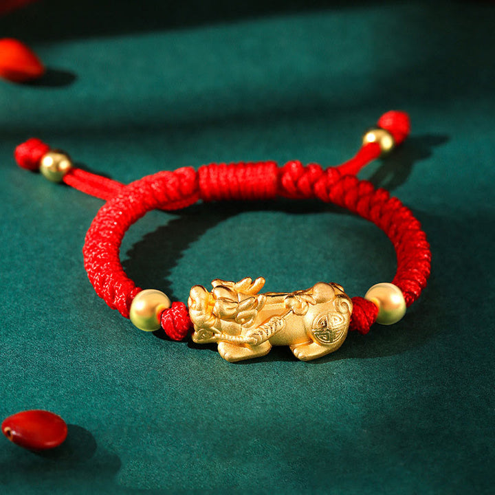 Buddha Stones 999 Srebro Sterlingowe PiXiu Wealth King Kong Knot String Braided Bransoletka dla dzieci i młodzieży