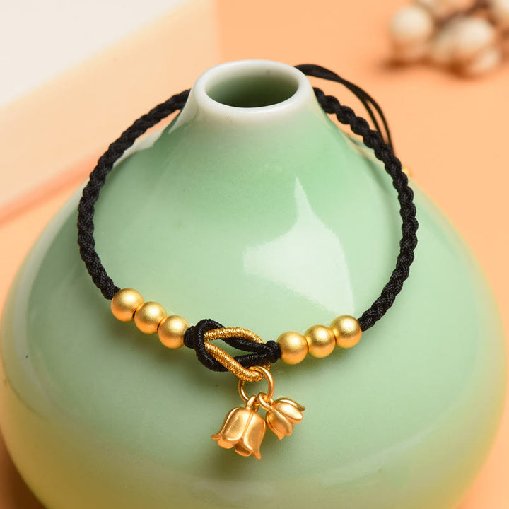 Buddha Stones Ręcznie robione Konwalia Kwiat Charm Design Szczęście Ochrona Bransoletka Pleciona