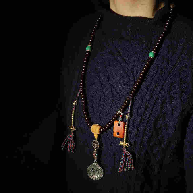 Buddha Stones Tybet 108 Mala Koraliki Fioletowe Nasiona Bodhi Bagua Vajra Bransoletka Pomyślności