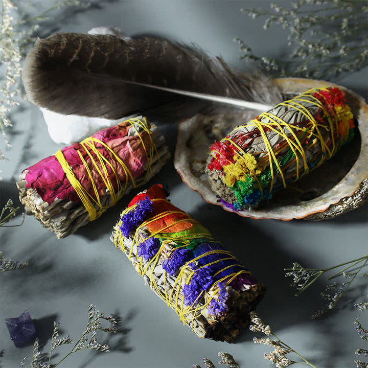 Buddha Stones Kolorowe Stokrotki Czerwone Róże Kwiaty Smudge Stick Do Domowego Oczyszczania Kadzidła Uzdrawiająca Medytacja Smudge Sticks Rytuały Zestaw