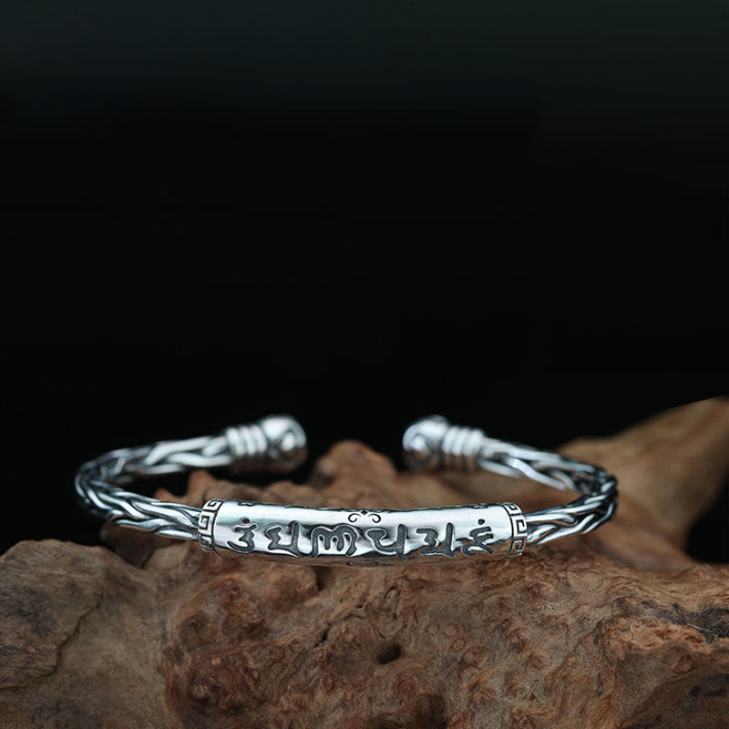 Buddha Stones Tybet Om Mani Padme Hum Grawerowana Bransoletka Skupiona Mankiet Bangle