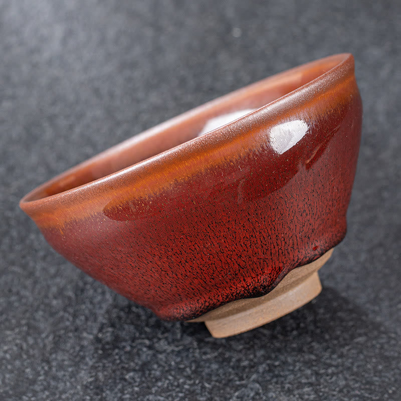 Buddha Stones Vintage Czerwony Brązowy Chiński Jianzhan Porcelanowa Filiżanka Do Herbaty Kung Fu