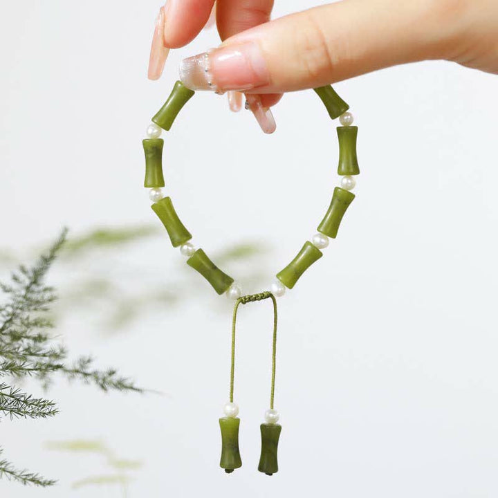 Buddha Stones z naturalnego peridotu i bambusa z motywem miłości i pokoju