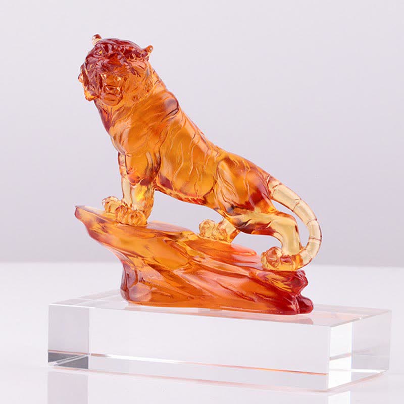 Ręcznie robiony Liuli Crystal Tiger Art Piece Ochrona Dekoracja Domu