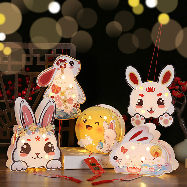 Buddha Stones DIY Powodzenia Uroczy Królik Papierowy Lampion Lampion Dekoracja Latarni Festiwalu Środka Jesieni