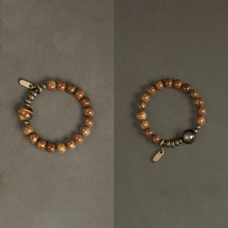 Bransoletka z Buddha Stones , nasiona Kuka, tygrysie oko, złoty połysk obsydianu, mosiądzu i miedzi, zapewniająca bogactwo i szczęście - image 14