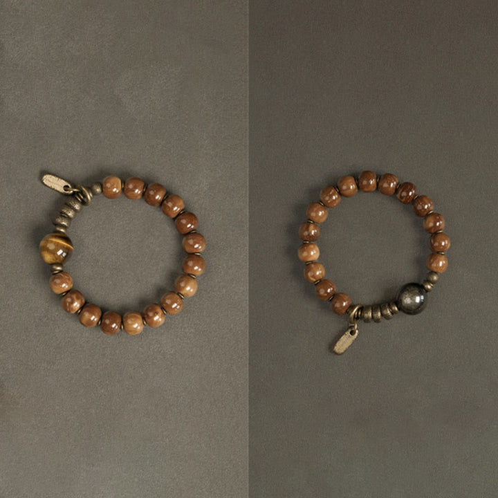 Bransoletka z Buddha Stones , nasiona Kuka, tygrysie oko, złoty połysk obsydianu, mosiądzu i miedzi, zapewniająca bogactwo i szczęście - image 14