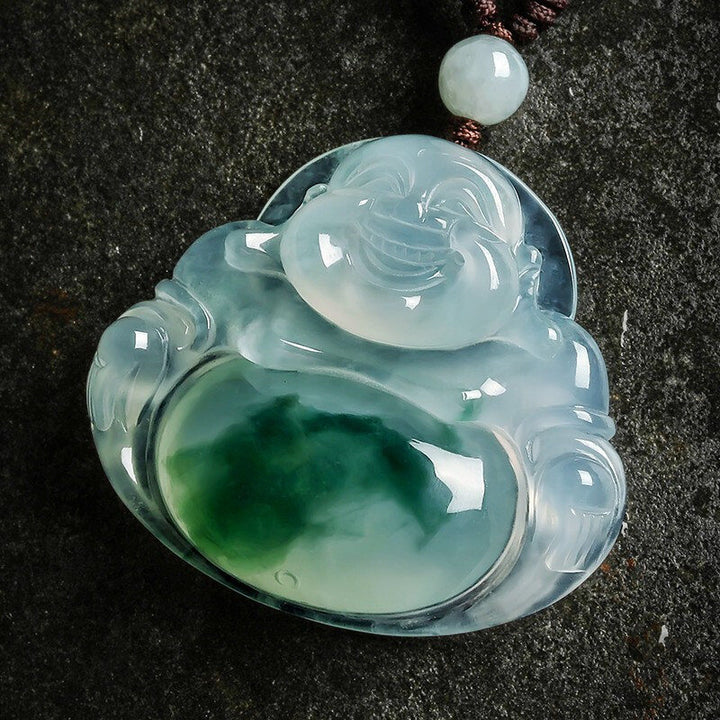 Naszyjnik z Buddha Stones z cyjanowego jadeitu, szczęście
