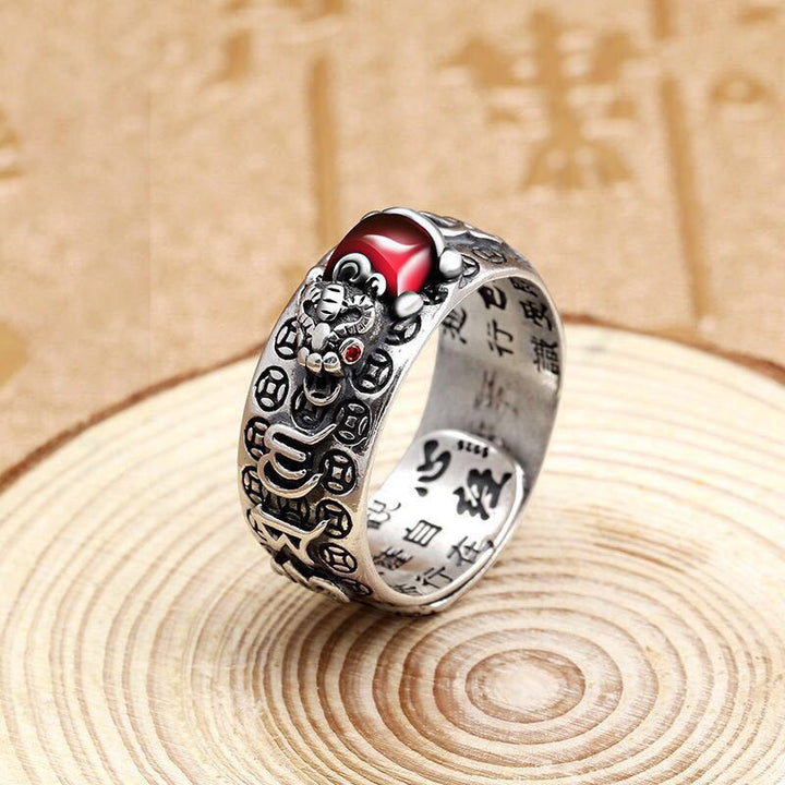 Genstone PiXiu Feng Shui Żaba Vajra Dorje Heart Sutra Bogactwo Regulowany Pierścień