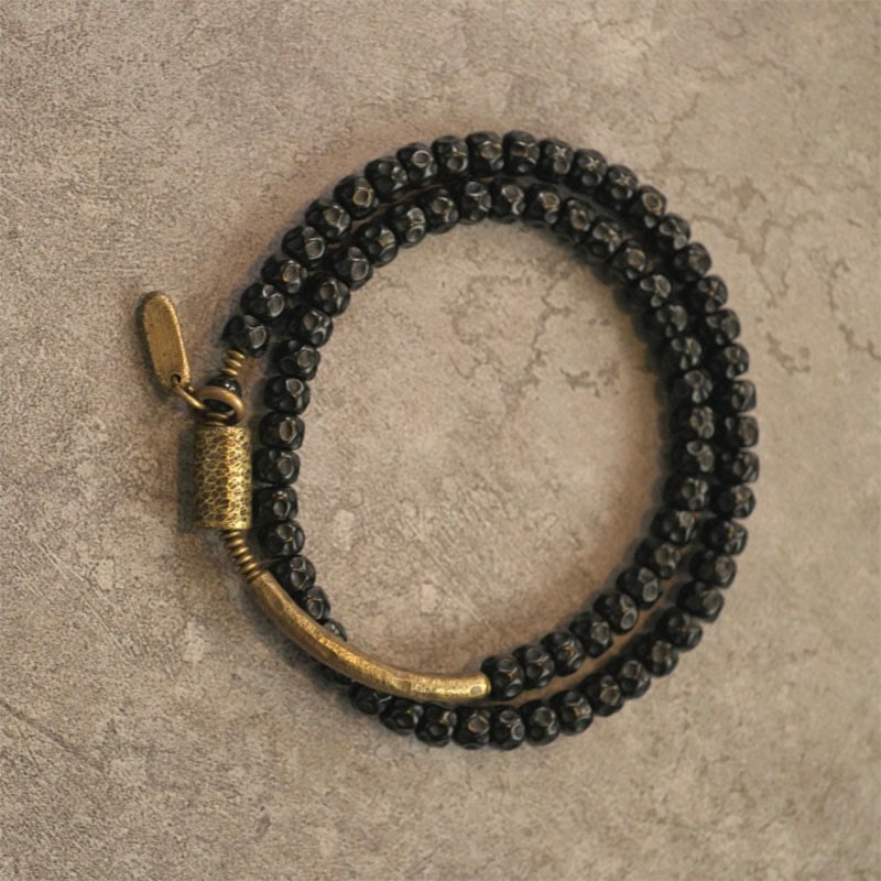 Bransoletka Buddha Stones Retro Coconut Shell Copper Happiness Triple Wrap