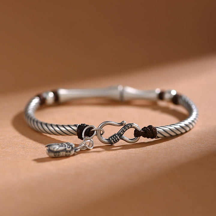 Buddha Stones 999 Srebro Sterling Wzór Bambusa Bransoletka Cicada Luck Wealth - image 13