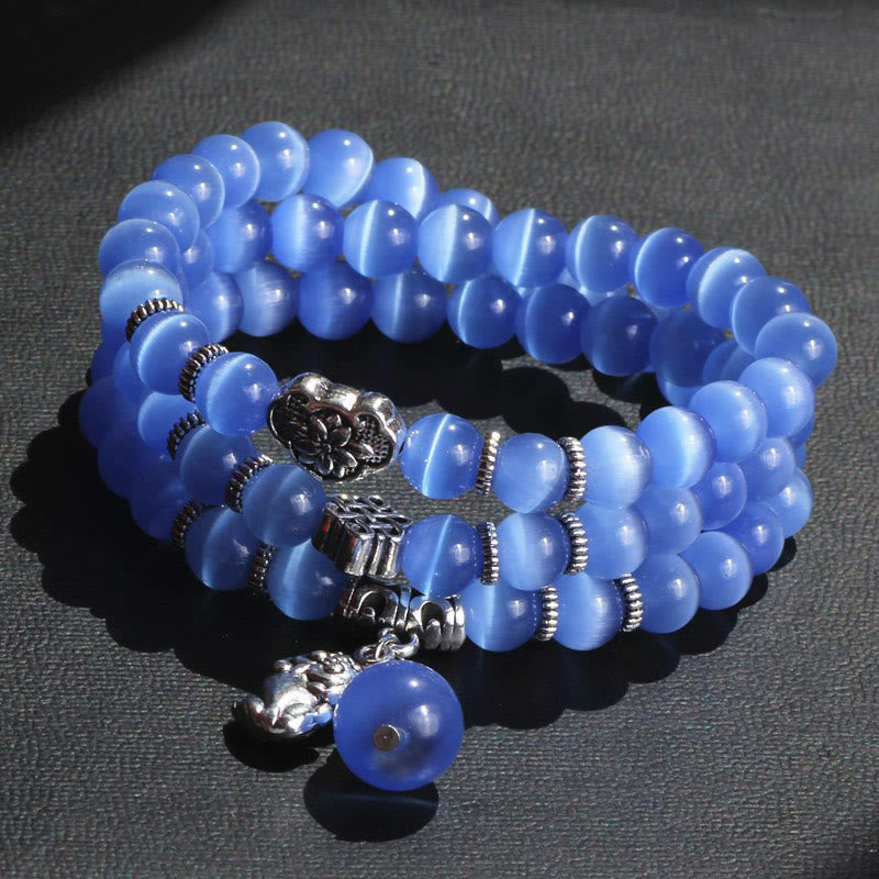 Bransoletka z potrójnym owinięciem w kocie oko PiXiu z Buddha Stones