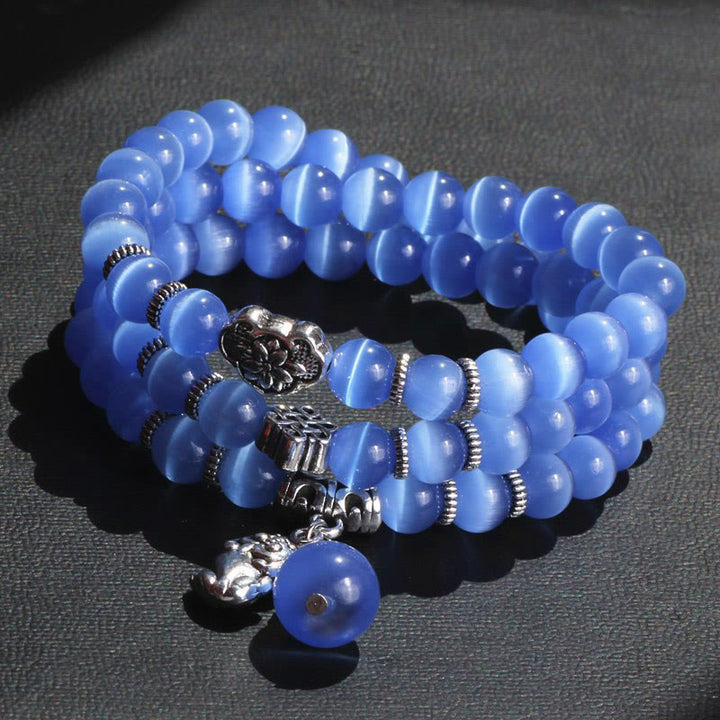 Bransoletka z potrójnym owinięciem w kocie oko PiXiu z Buddha Stones