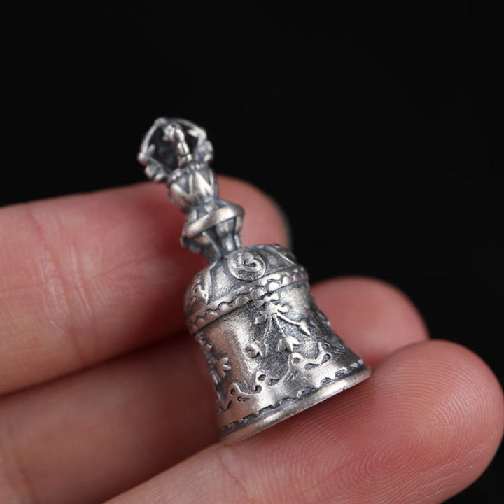 Buddha Stones Tybet 925 Srebro Sterlingowe Om Mani Padme Hum Dorje Dzwon Wadżra Grawerowany Oświecenie Wisiorek Dekoracja Wisząca