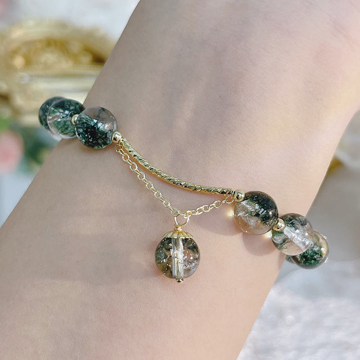 Bransoletka z zawieszkami Buddha Stones Green Phantom Crystal Confidence Charm