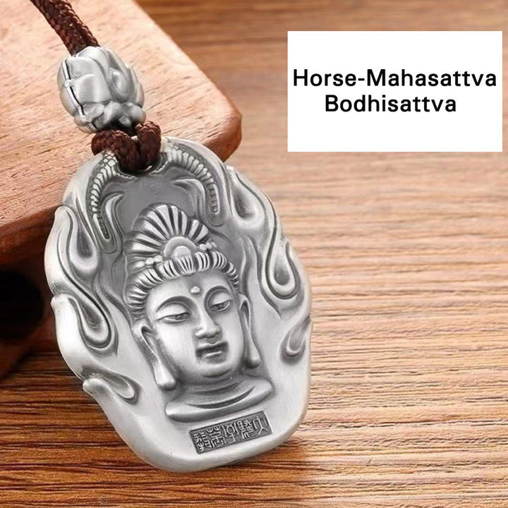 Buddha Stones Chiński Zodiak Natal Budda Om Mani Padme Hum Lotus Współczucie Naszyjnik Wisiorek - Koń-Mahasattwa Bodhisattwa - image 15