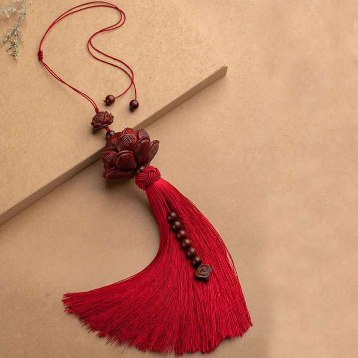 Buddha Stones Tybetańskie Małe Liście Czerwone Drzewo Sandałowe Lotos Ochrona Szczęścia Dekoracja Chwostem - Czerwony - Dekoracja - image 17