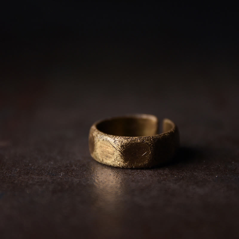 Tybetański prosty wzór miedziany mosiądz mrożony pierścień bogactwa - 6 mm - 49,6 mm - image 3