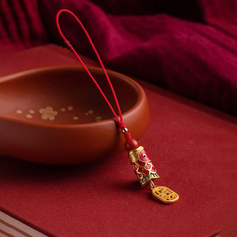 Buddha Stones Koi Ryba Cynober Przyciągający Bogactwo Życzenie Ruyi Urok Szczęścia Telefon Wiszący Dekoracja