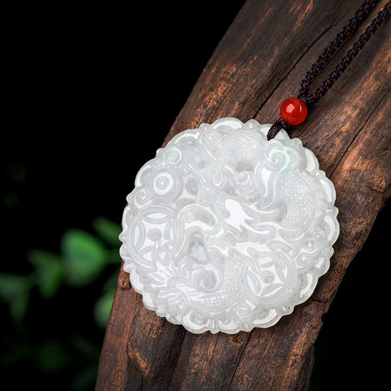Naszyjnik z Buddha Stones z białego jadeitu, ochrona smoka, wisior sznurkowy - image 5