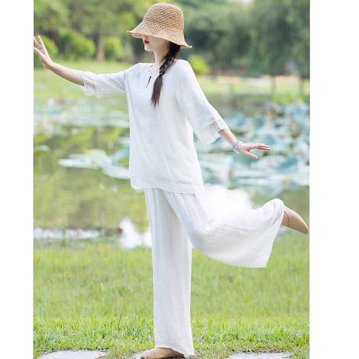 Tai Chi Medytacja Modlitwa Zen Duchowa Praktyka Poranek Odzież Zestaw Damski - image 14