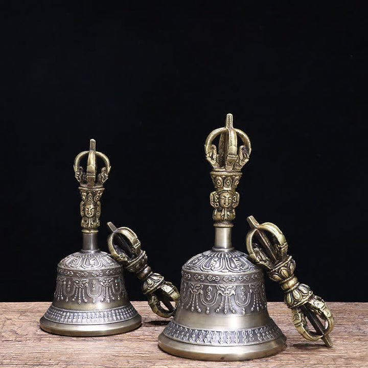 Buddha Stones Tybetański Dzwon Medytacyjny i Wadżra Dorje Miedziany Zestaw Dekoracji Oświecenia - image 10