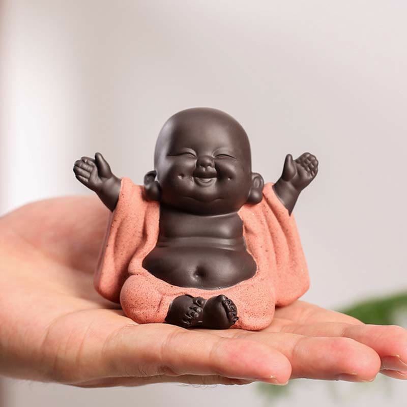 Buddha Stones Zawsze Uśmiechnięty Śmiejący się Budda Bogactwo Szczęście Fioletowa Glina Dekoracja Statuy Maitreya - Zawsze uśmiechnięty śmiejący się Budda - image 0