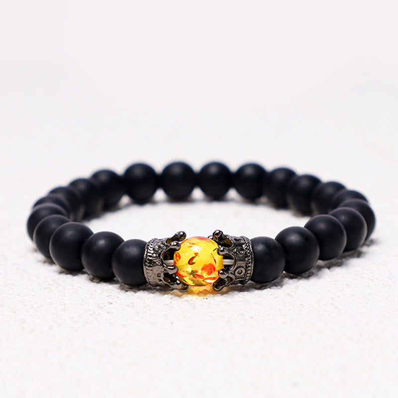 Buddha Stones Naturalny Kamień Król i Królowa Korona Uzdrawiająca Energia Koraliki Bransoletka Dla Par