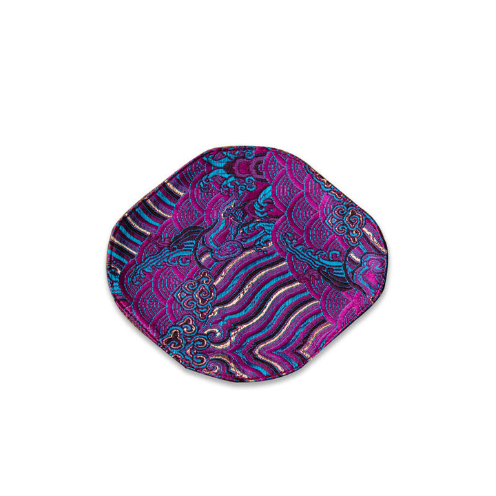 Podkładka pod Buddha Stones Vintage Sea Wave Bamboo Plum Blossom, podkładka pod kubek z haftem Kung Fu Tea Mat