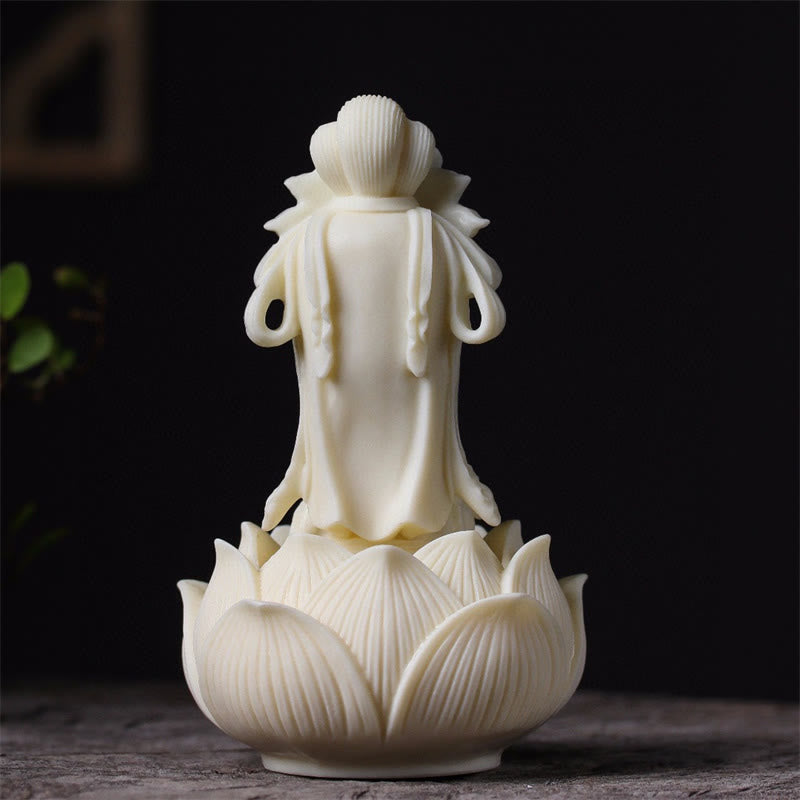 Buddha Stones Mini Kość Słoniowa Owoce Kwan Yin Awalokiteśwara Lotos Bogactwo Dekoracja Biurka