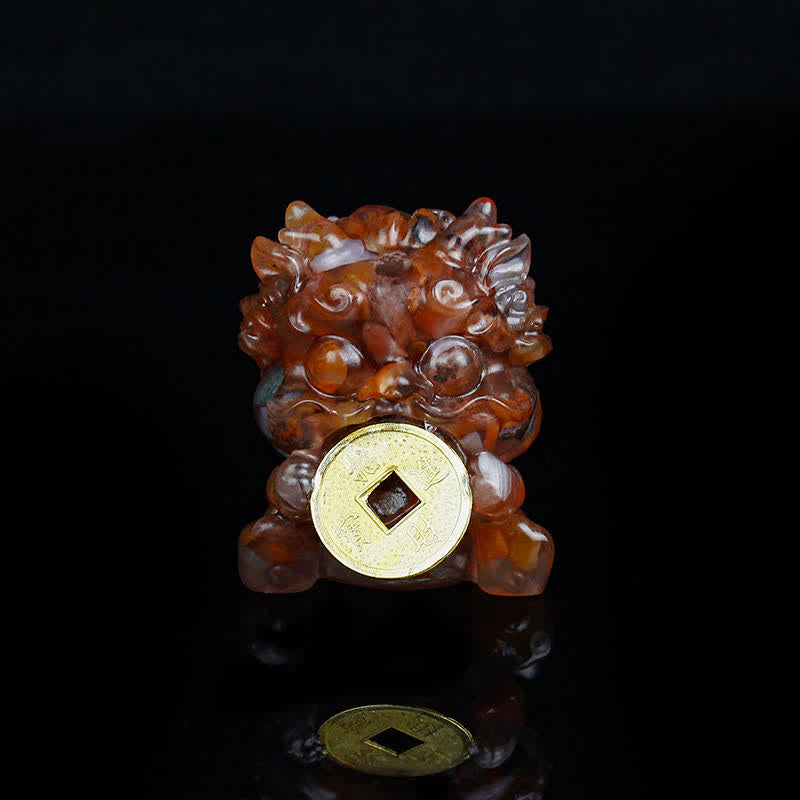 Buddha Stones Ręcznie Robione Słodkie PiXiu Złota Moneta Kryształ Fengshui Energia Bogactwo Fortuna Dekoracja Domu