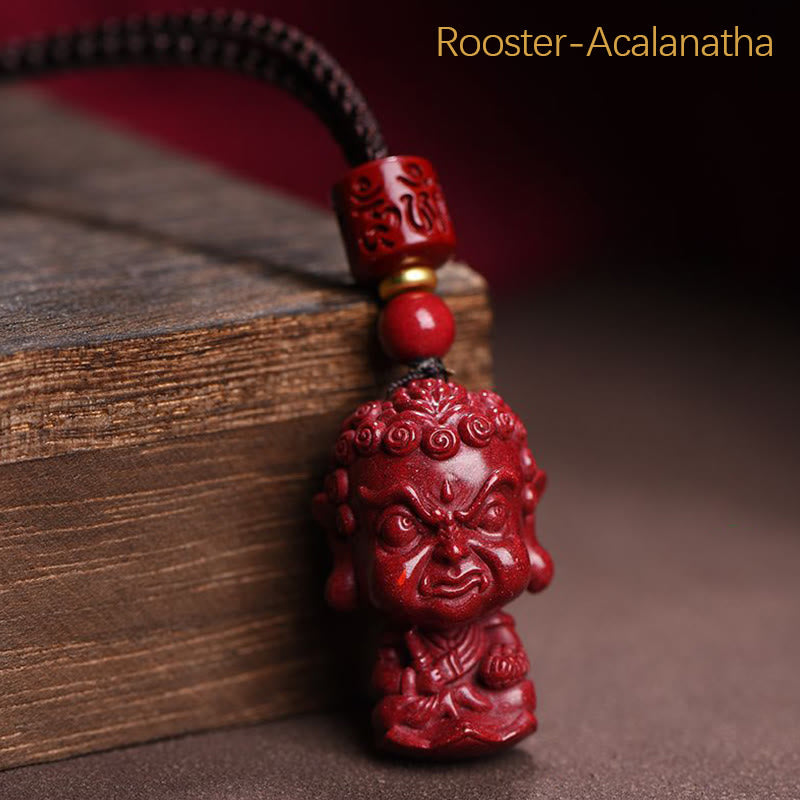 Buddha Stones Chiński Zodiak Natal Budda Naturalny Cynober Amulet Trzymający Z Daleka Złe Duchy Naszyjnik Wisiorek