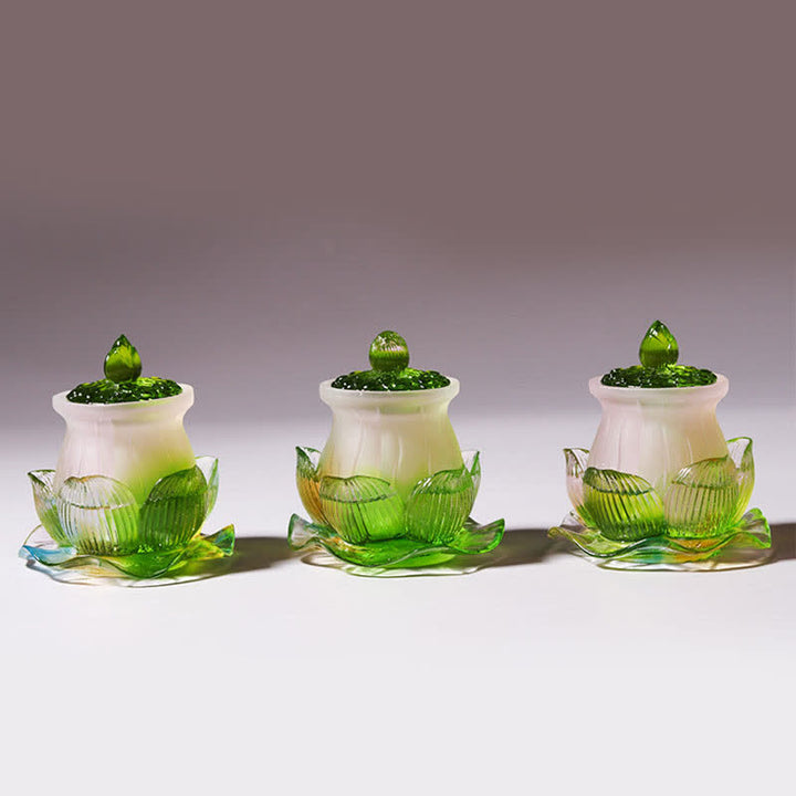 Feng Shui Lotus Ręcznie robiony kryształ Liuli Dzieło sztuki Domowe Biuro Oferta Dekoracja