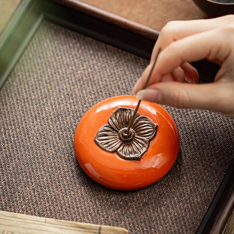 Kadzielnica ceramiczna Persimmon Meditation Healing Incense Burner Uchwyty na kadzidełka