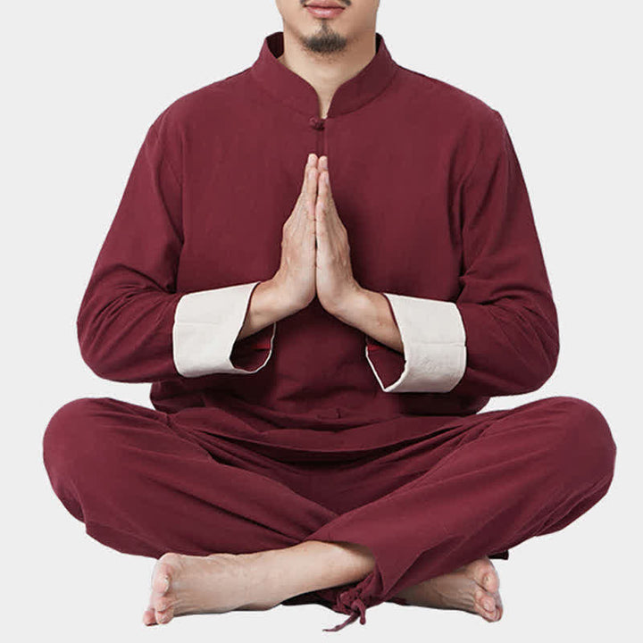 Buddha Stones Duchowa Zen Medytacja Joga Modlitwa Praktyka Bawełna Len Odzież Męska Zestaw