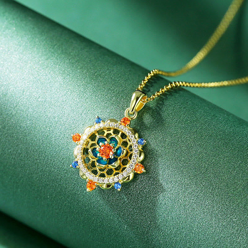 Buddha Stones 925 Srebro Sterling Kwiat Lotosu Kolorowy Cyrkon Naszyjnik Wisiorek Nowy Początek - LOTUS (Oświecenie ♥ Nowy Początek) - image 0