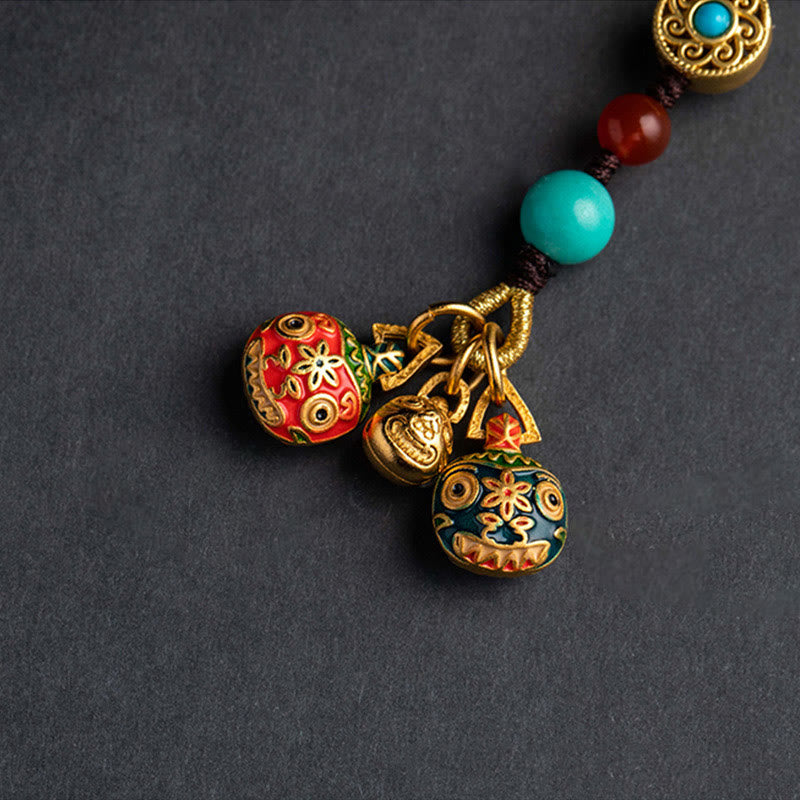 Buddha Stones Złoto Połykanie Bestii Rodzina Szczęście Samochód Brelok Telefon Wiszący Dekoracja