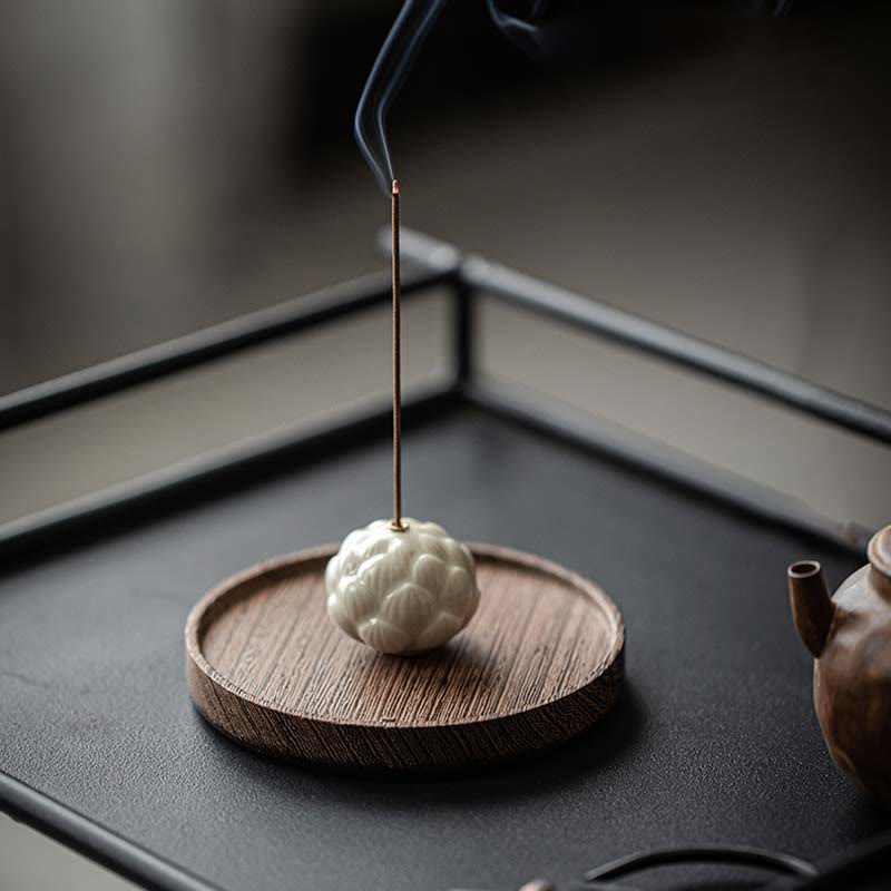 Buddha Stones Miniaturowy Kwiat Lotosu Medytacja Ceramiczny Patyk Mały Kadzielnica Dekoracja