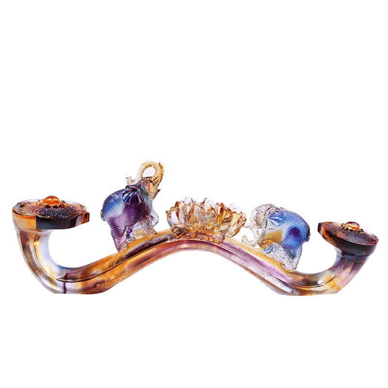 Ręcznie robiony kryształowy słoń Liuli Ruyi, dekoracja domu z kryształową podstawą - image 5