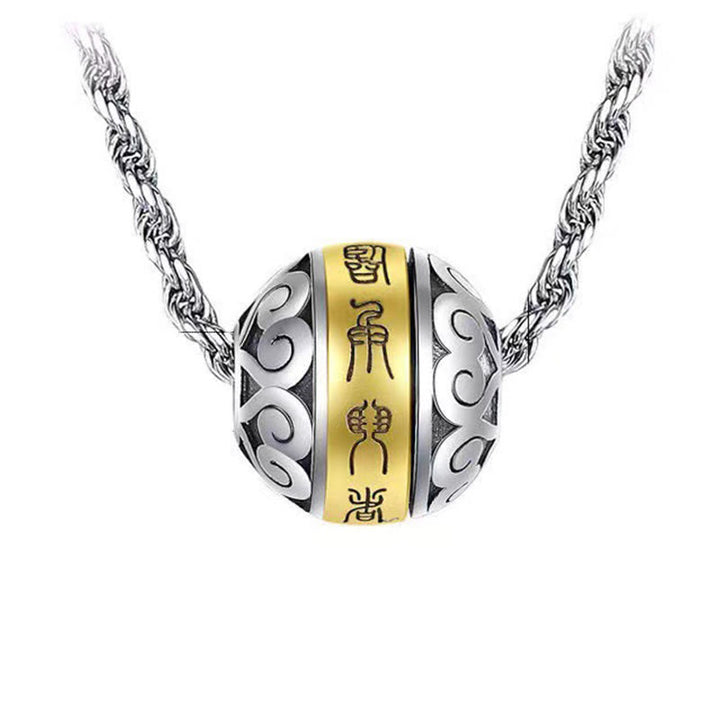 Buddha Stones Taoistyczna Dziewięcioznakowa Mantra Grawerowany Amulet Równowaga Naszyjnik Obrotowy Wisiorek
