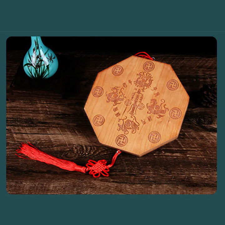 Feng Shui Bagua Mapa Peach Wood Monety Pięciu Cesarzy Chińskie Węzły Równowaga Mapa Energii Lustro - image 15