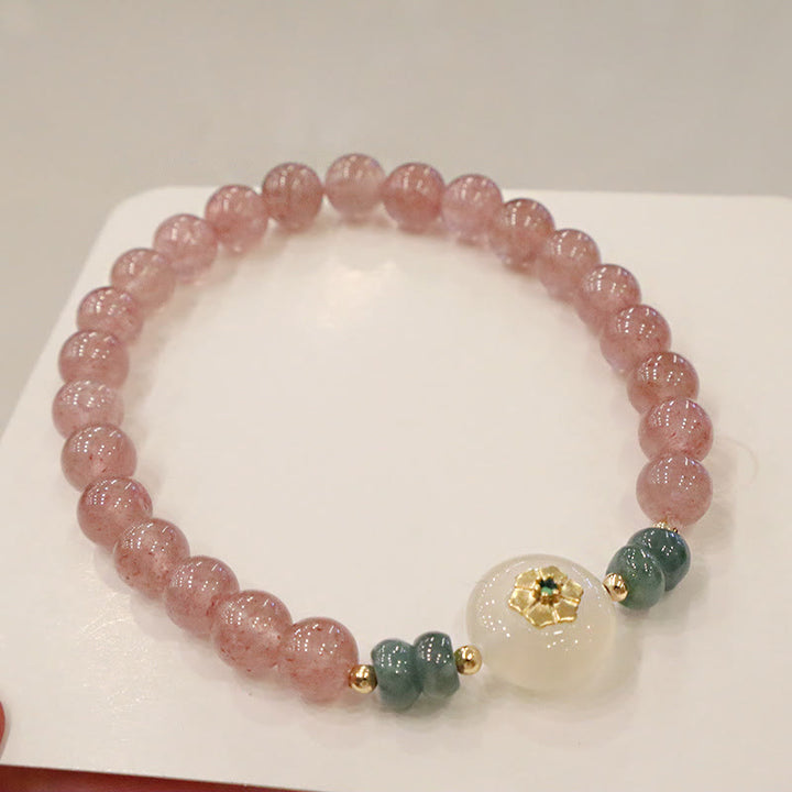 Bransoletka lecznicza Buddha Stones Natural Truskawkowy Kwarc Chalcedon Jade