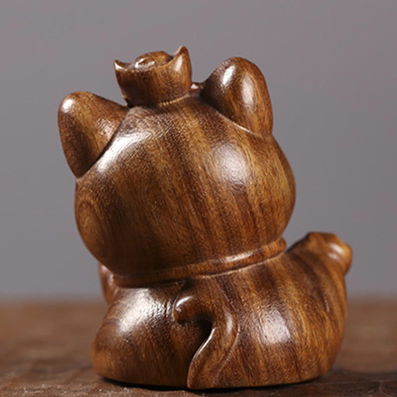 Buddha Stones Miniaturowe Zielone Sztabki Sandałowe Szczęśliwy Kot Rzeźbiony Dekoracja Biurka Pokoju - image 13