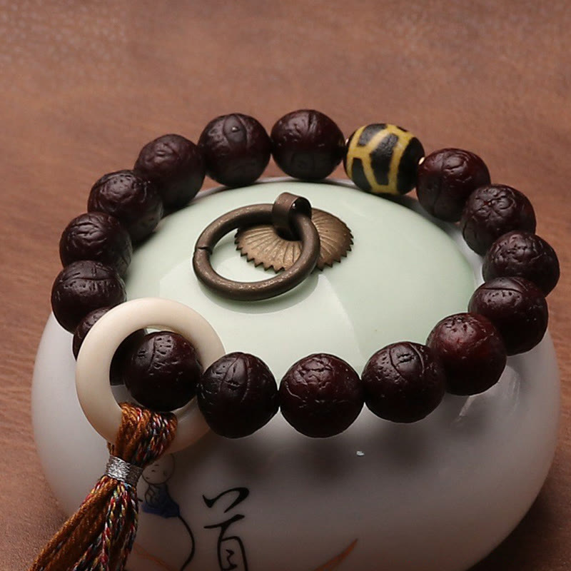 Buddha Stones Tybetańskie Nasiona Bodhi Agat Koralik Szczęście Bogactwo Tassel Charm Nadgarstek Mala