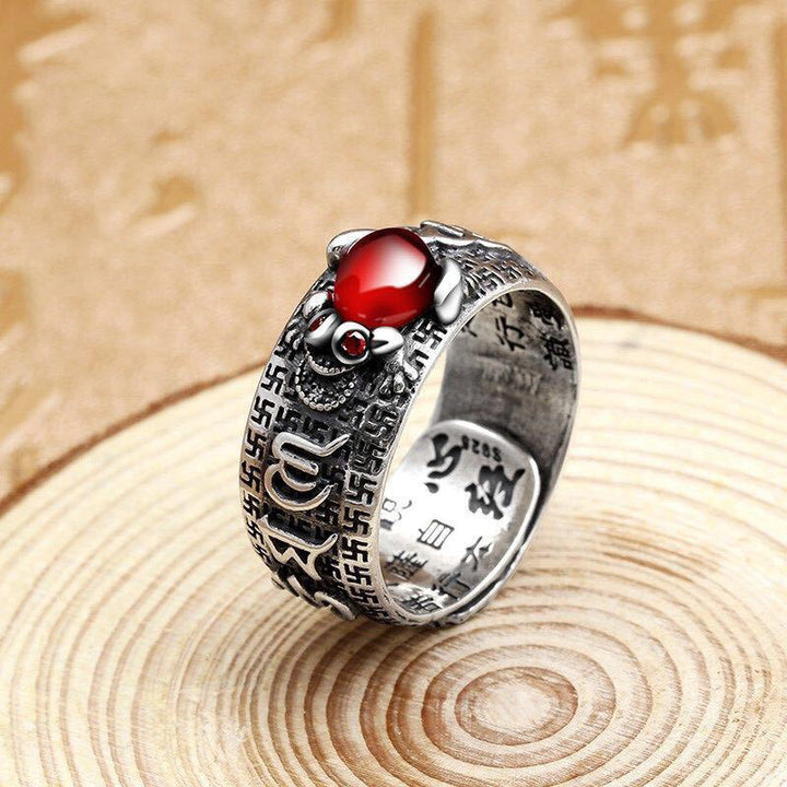 Genstone PiXiu Feng Shui Żaba Vajra Dorje Heart Sutra Bogactwo Regulowany Pierścień