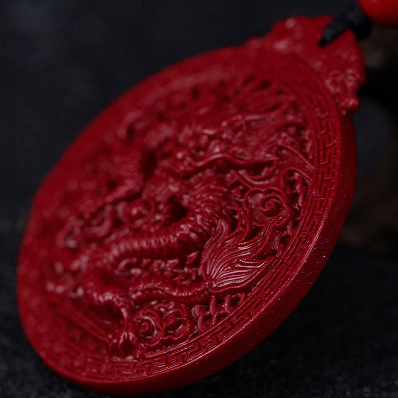 Buddha Stones Rok Smoka Naturalny Cynobrowy Naszyjnik Ochronny Smoka Wisiorek